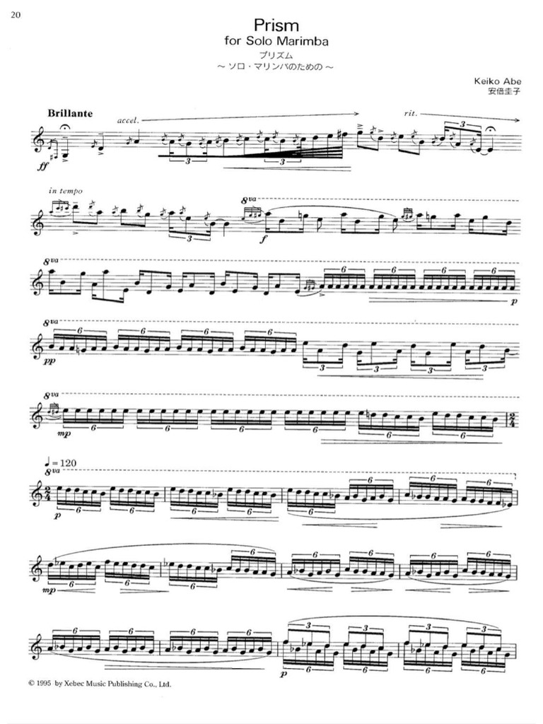 Keiko Abe Prisim Solo For Marimba | PDF