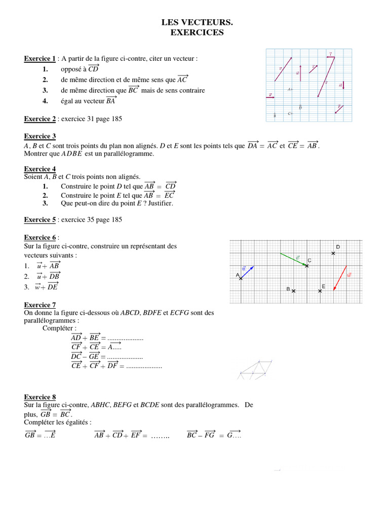 Exercices Corrigés sur les Vecteurs | PDF | Coordonnées cartésiennes ...
