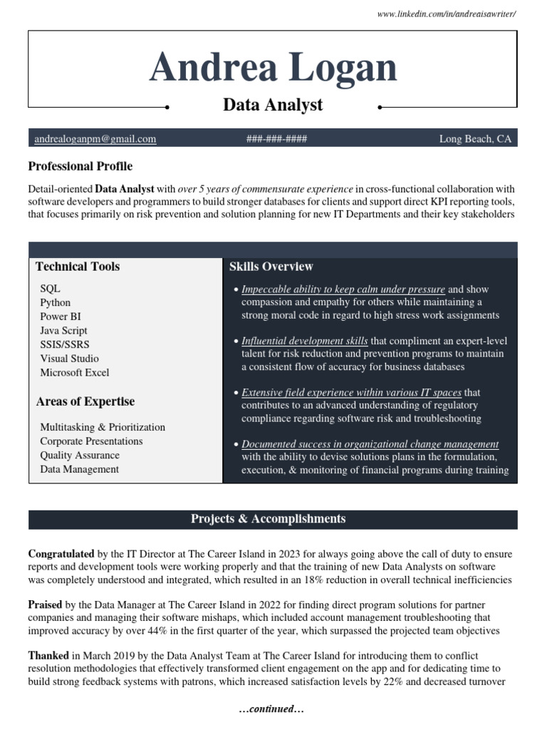 Data Analyst Resume Template Example PDF