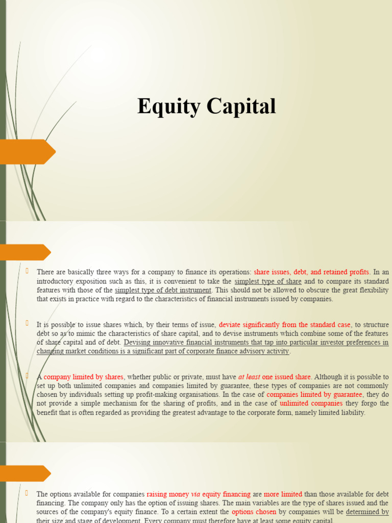Lecture 3.1.1 - Equity Capital | PDF