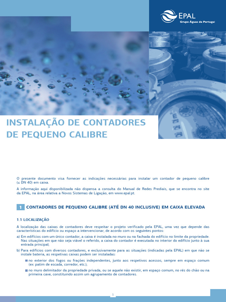 Instalacao contadores pequeno calibre pdf