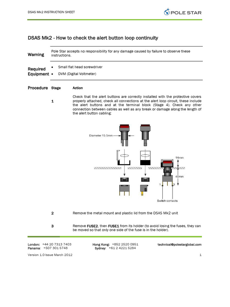 DSAS Mk2 Alert Button Check Guide | PDF | Electromagnetism | Electronics