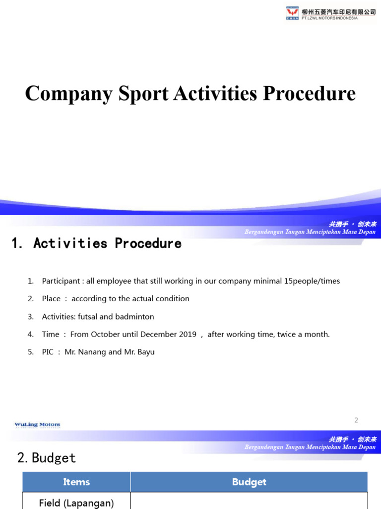 Company Sports Activities Guidelines | PDF | Law