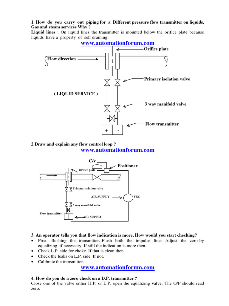 Instrumentation Question and Answer PDF Flow Measurement Turbine