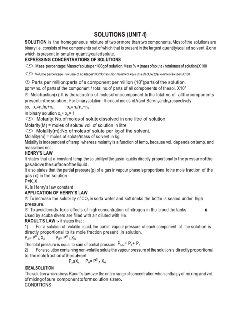 Solutions Notes | PDF