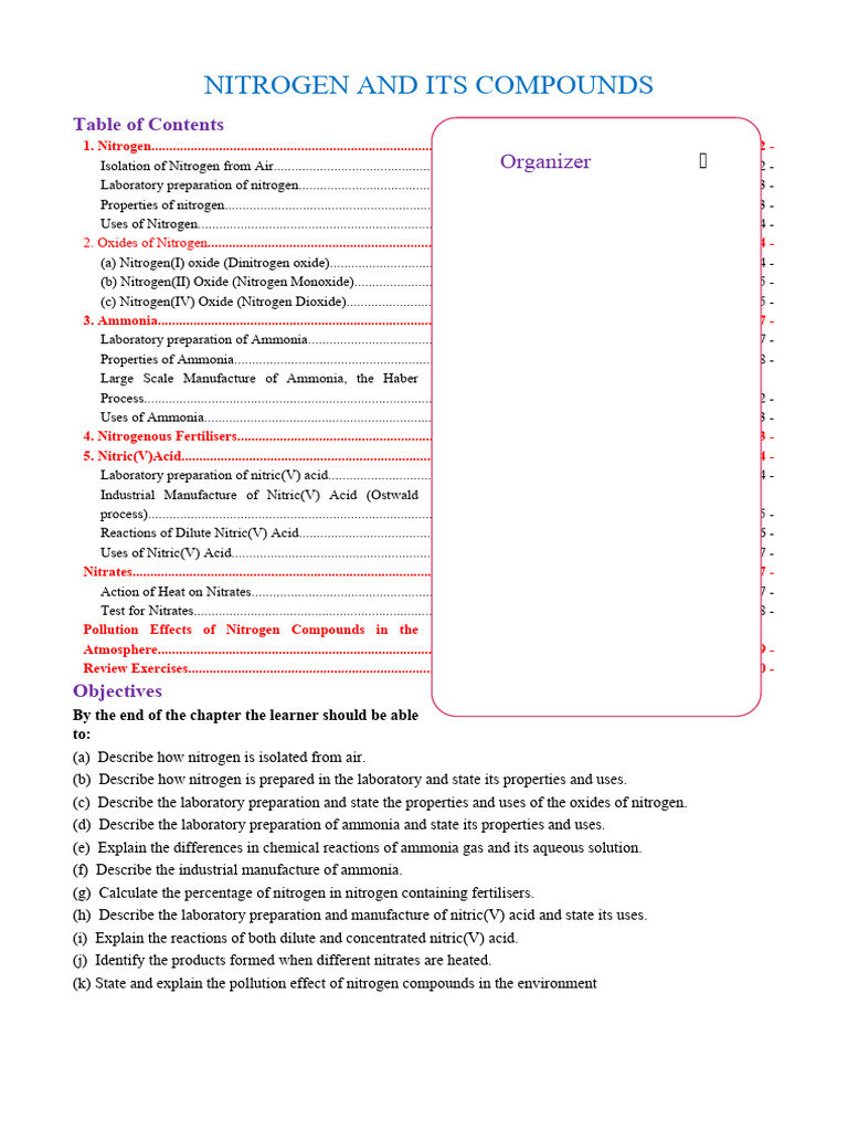 3.4 Nitrogen and Its Compounds | PDF | Nitrogen | Nitric Acid
