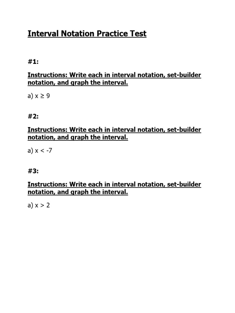 Interval Notation Practice Test | PDF