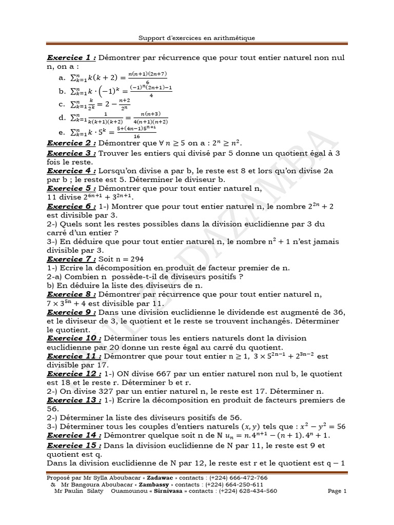 Arithmétique 1 | PDF