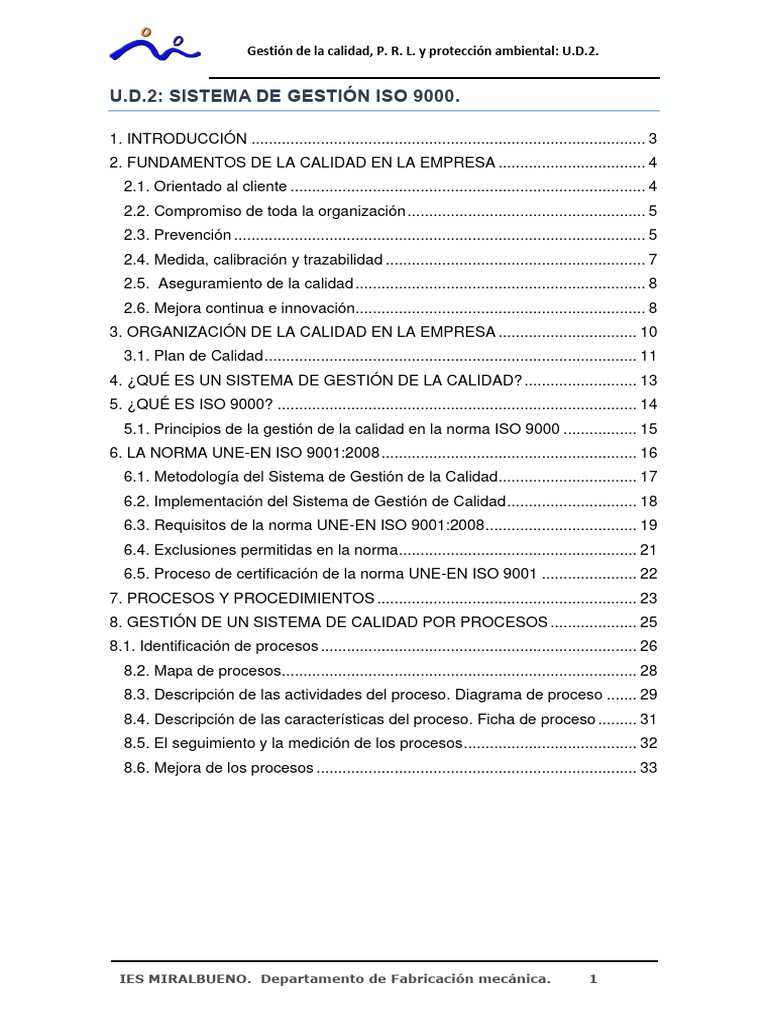 UD2 CALIDAD Sistema de Gestión ISO 9000 | PDF | Calidad (comercial ...