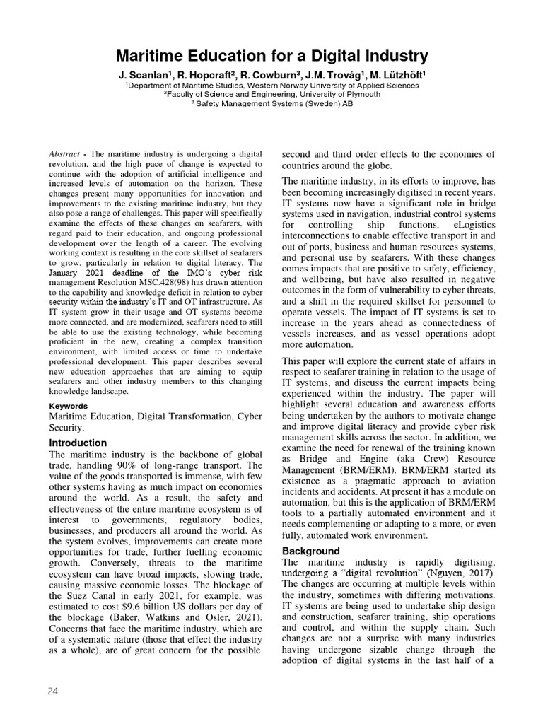 Digital Transformation in Maritime Education | PDF | Massive Open ...