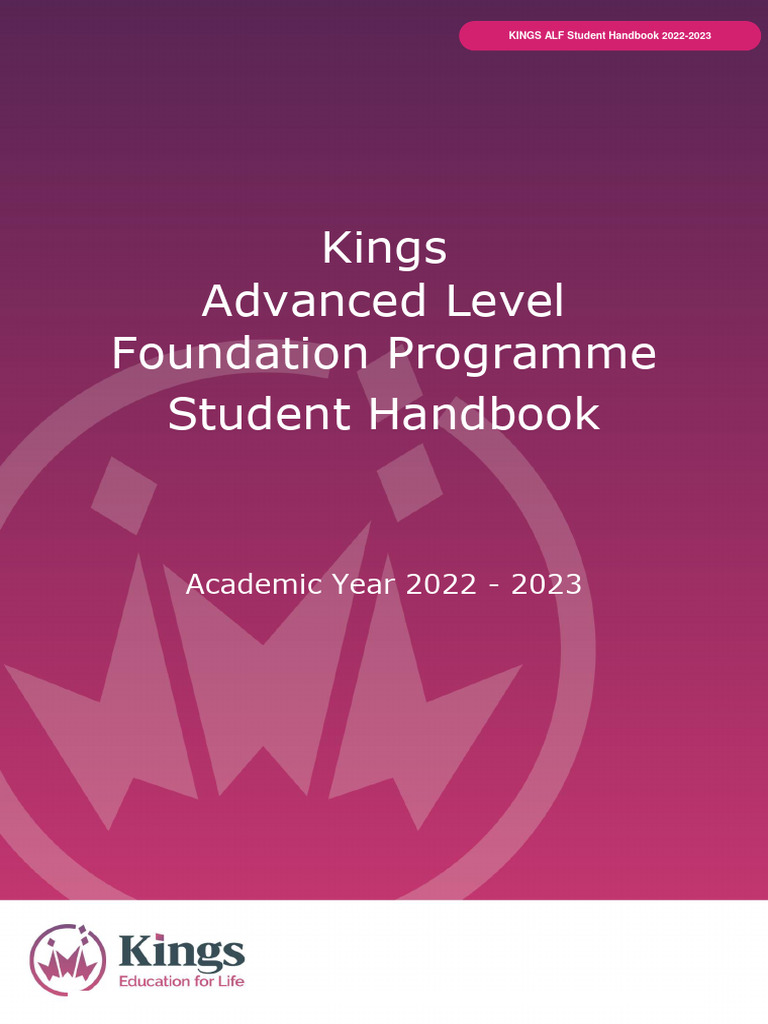 KINGS ALF Student Handbook 20222023 FINALKings Education PDF