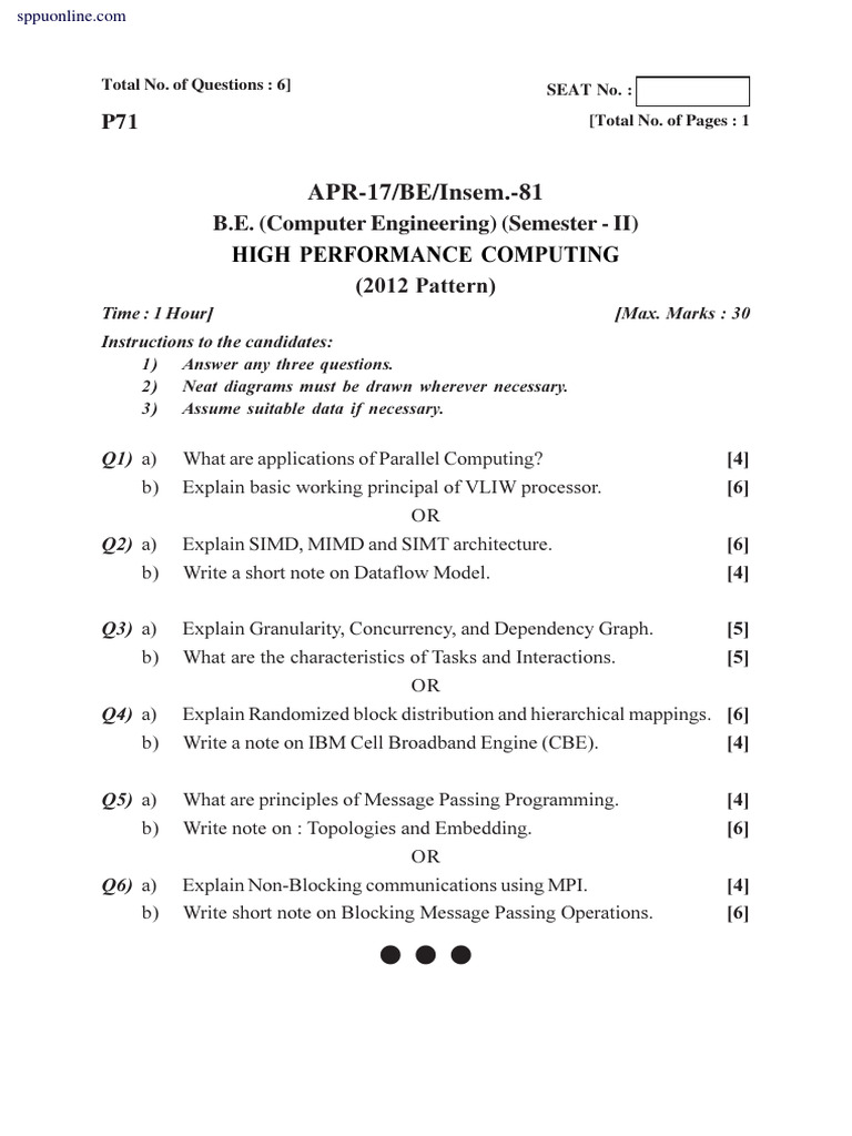 Be Computer 8 Sem High Performance Computing p12 Apr 2017 | PDF ...