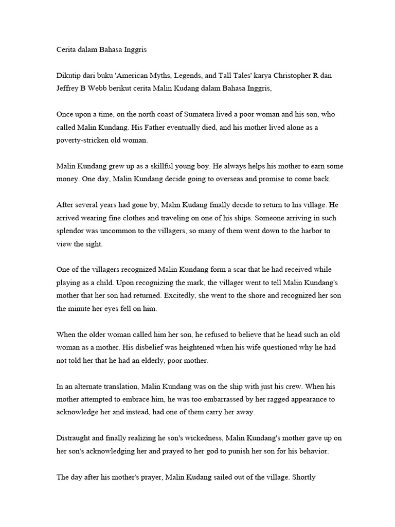 Cerita Dalam Bahasa Inggris | PDF
