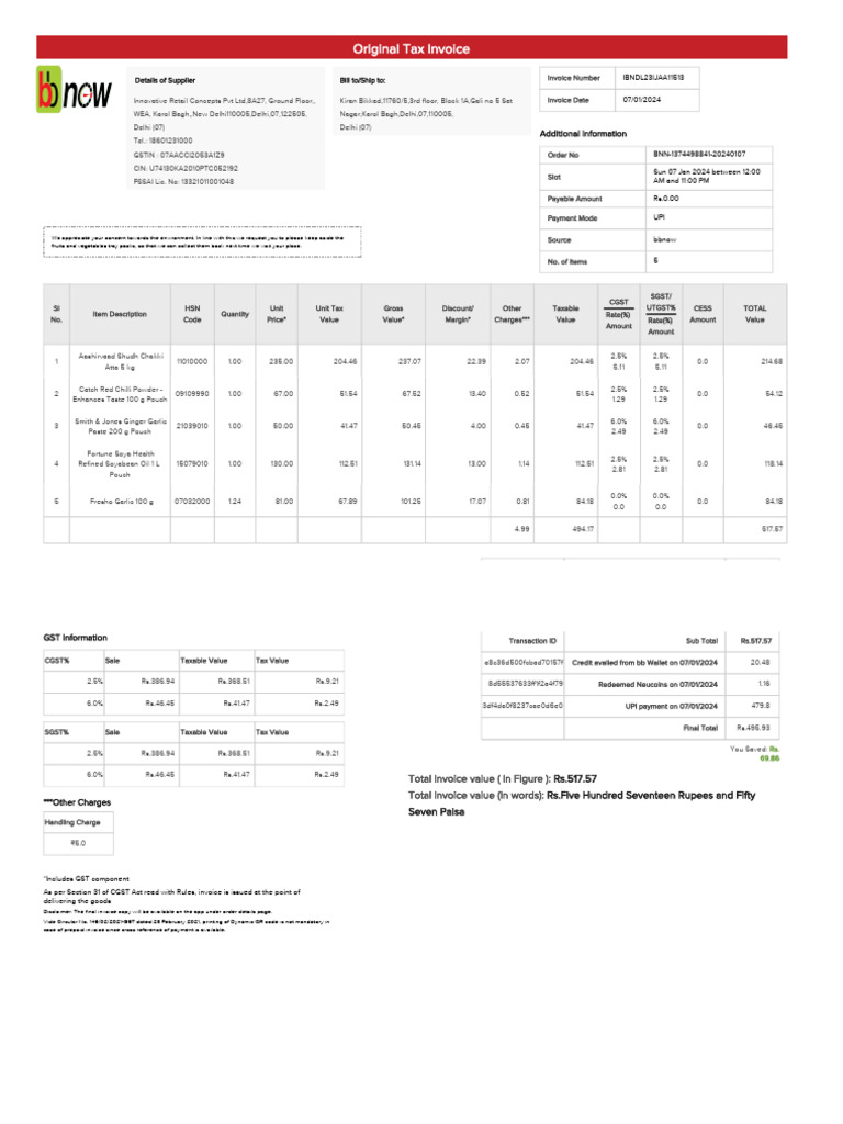 Invoice From BB 1374498841 | PDF | Invoice | Economies