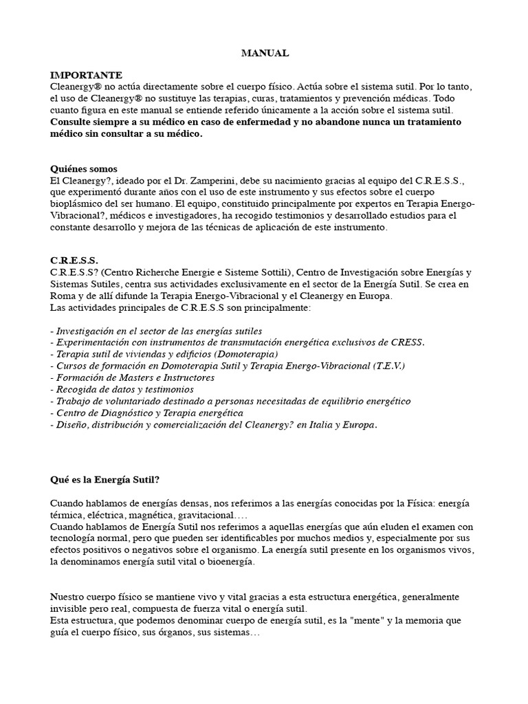 Manual de Uso Clearnergy | PDF | Radiación electromagnética