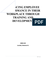 Enhancing Employee Performance in Their Workplace Through Training and Development