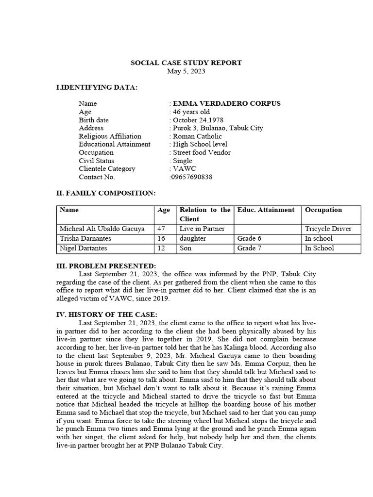Vawc case study pdf aggression violence