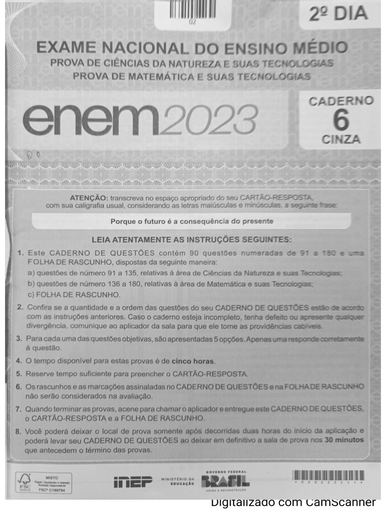 Enem 2023 - Caderno de Questões Da Prova Cinza Do 2º Dia | PDF