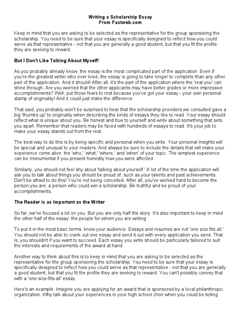 Writing A Scholarship Essay | PDF | Essays | Question