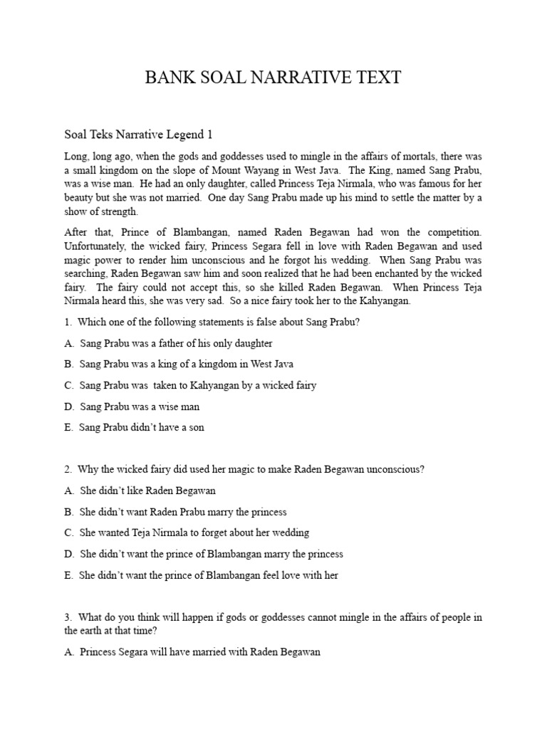 Latihan Soal Narrative Text Kelas 12 Skrg