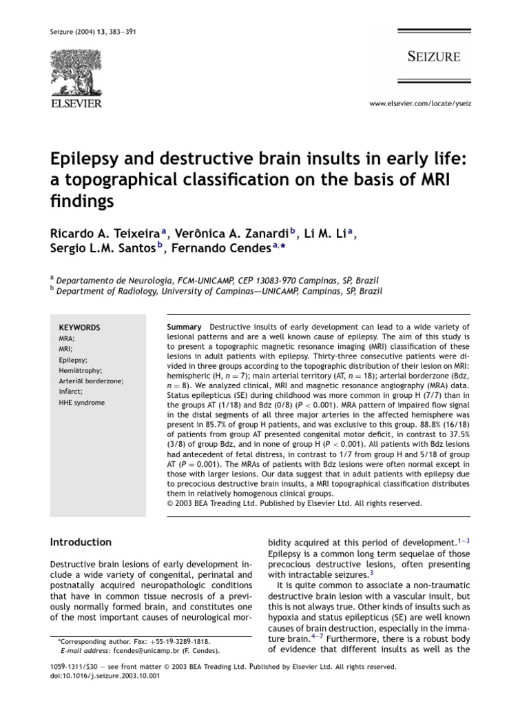 1 s2.0 S1059131103002322 Main | PDF | Magnetic Resonance Imaging | Epilepsy