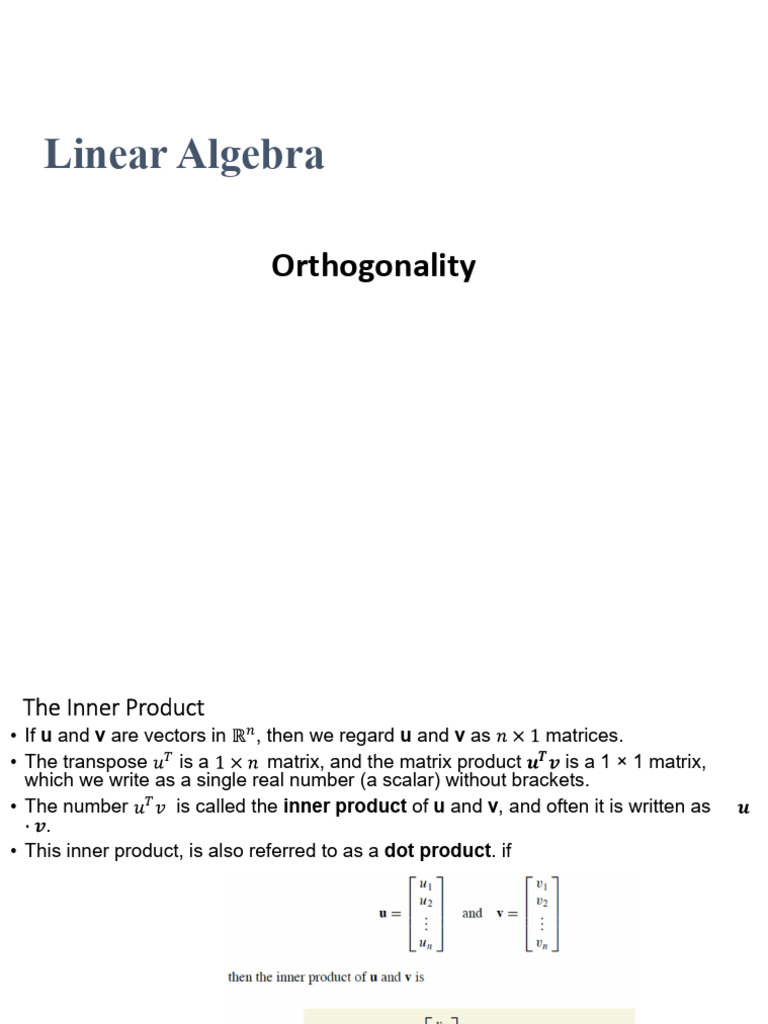 Orthogonality PDF Vector Space Basis (Linear Algebra)