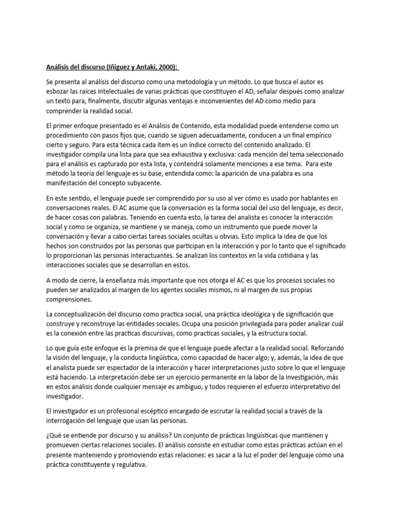 Análisis del Discurso: Metodología y Práctica | PDF | Análisis | Discurso