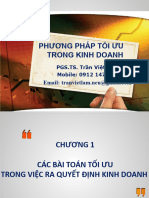Phương Pháp Tối Ưu Trong Kinh Doanh: PGS.TS. Trần Việt Lâm Mobile: 0912 147 109