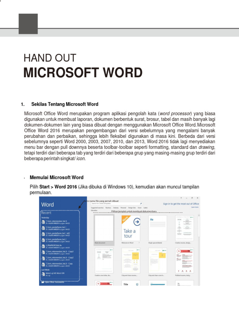 Fitur Utama Microsoft Word 2016 | PDF