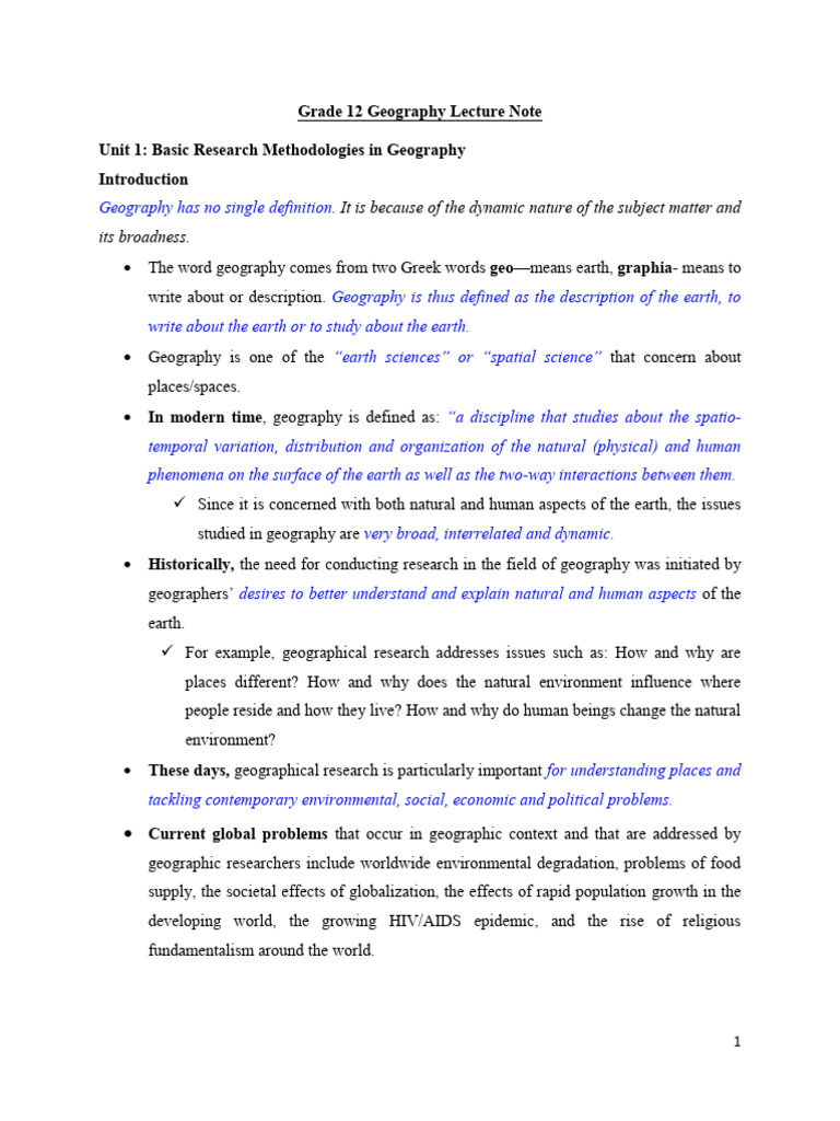 Grade 12 Geography Research Methods | PDF | Geography | Methodology