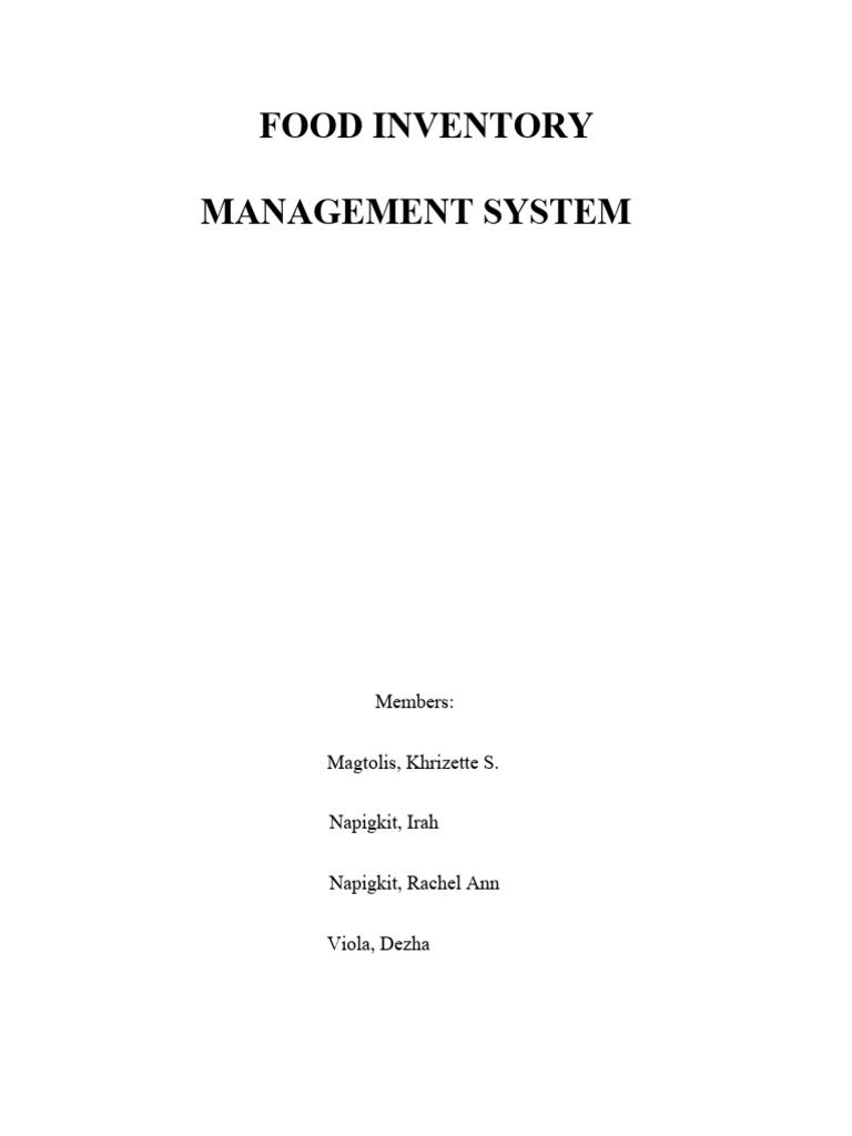 Food Inventory Management System for Eskina | PDF | Inventory ...