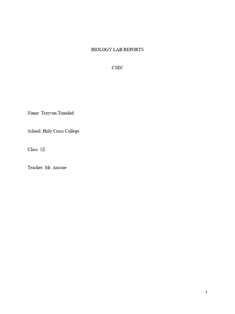 CSEC Biology Lab Reports Overview | PDF | Obesity | Body Mass Index