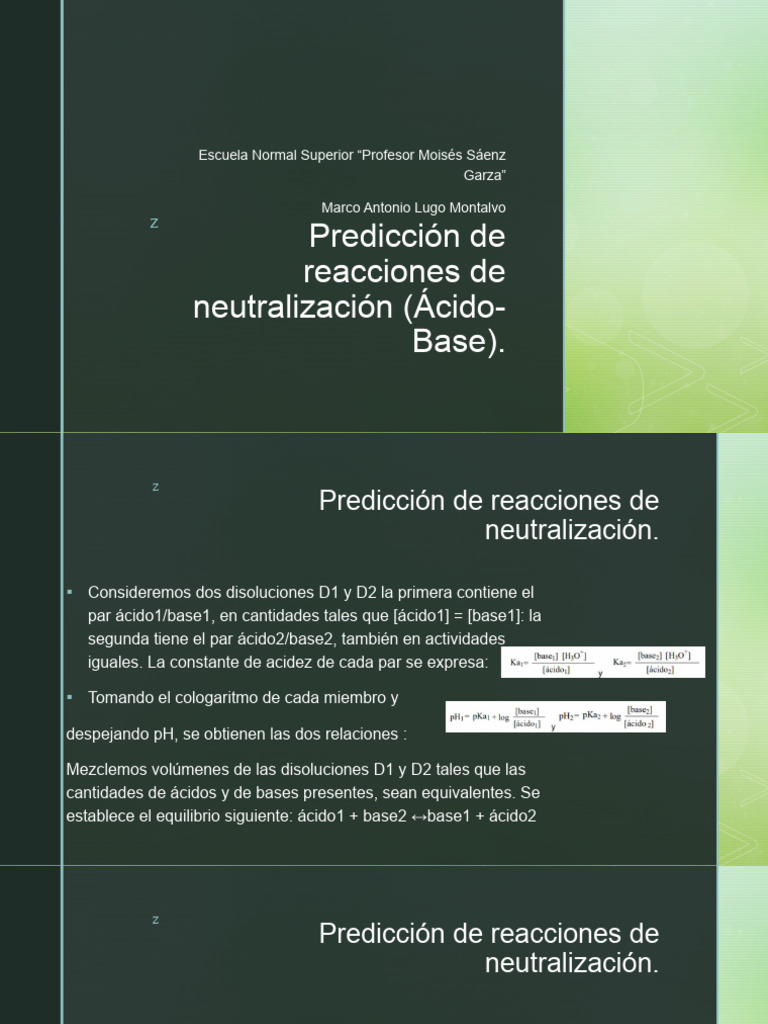 Predicci n de reacciones de neutralizaci n cido base pdf