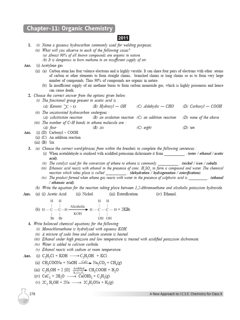 Chemistry icse class 10 past year board question s pdf ethanol