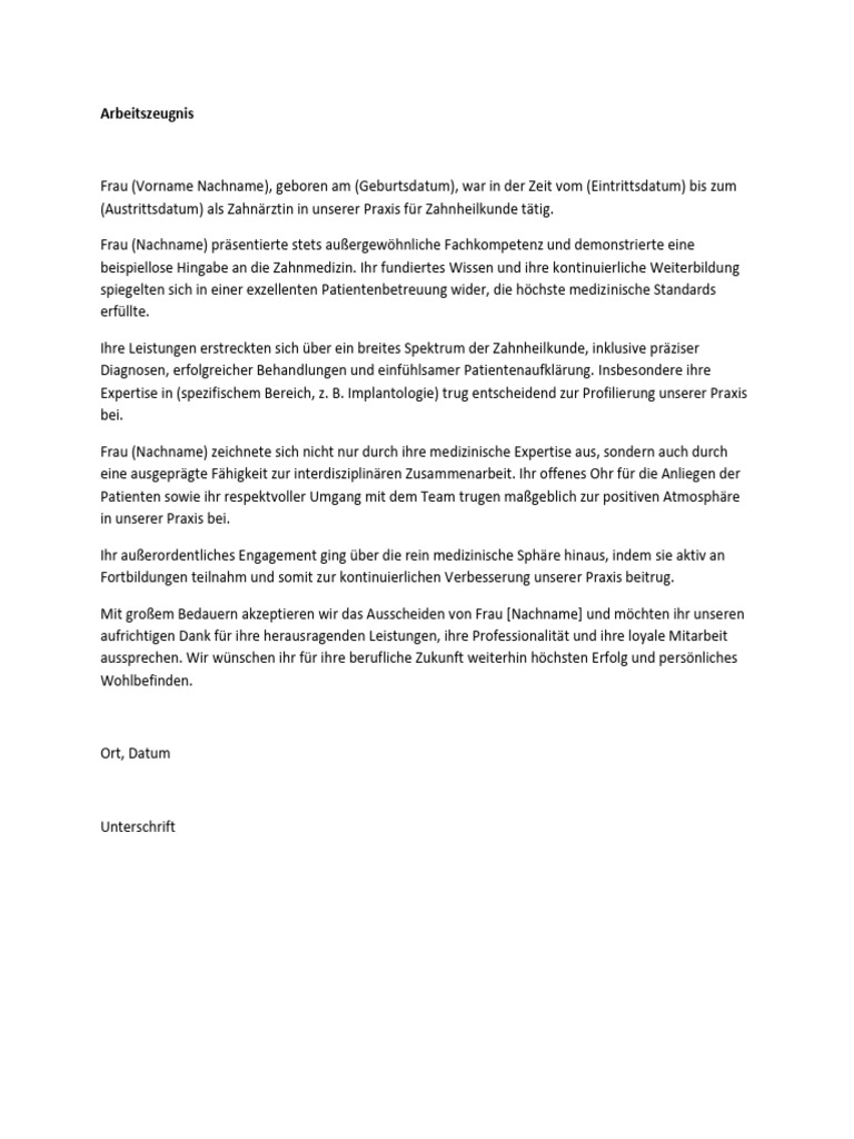 Arbeitszeugnis Muster
