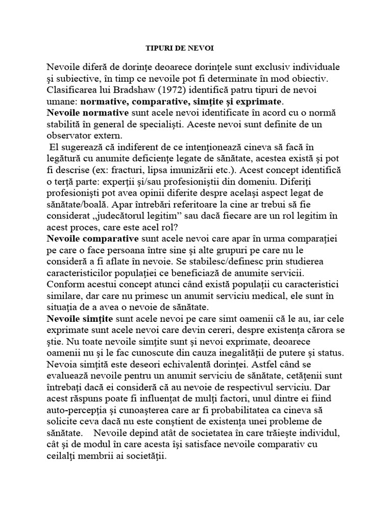 Tipuri de Nevoi | PDF