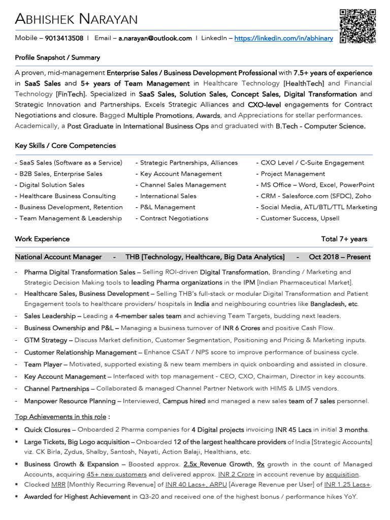 Sales & Leadership Professional Profile | PDF | Sales | Customer ...