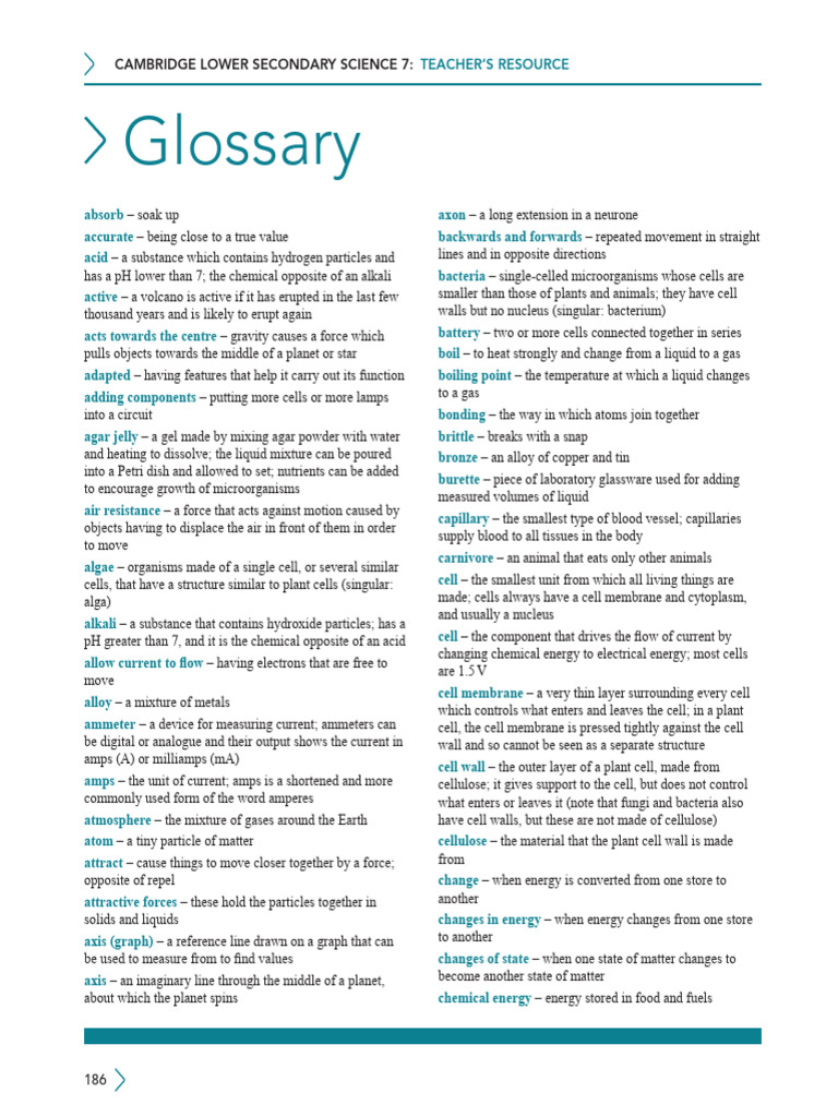 7th Grade Science Glossary | PDF