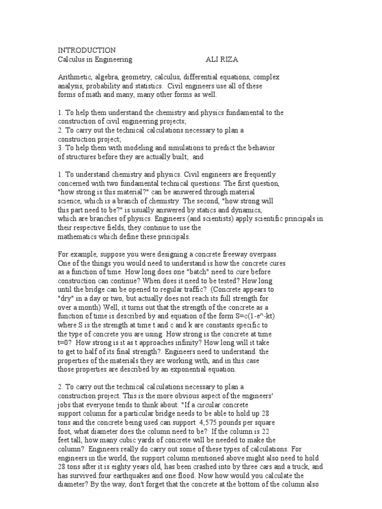 Calculus Applications in Civil Engineering | PDF | Engineering ...