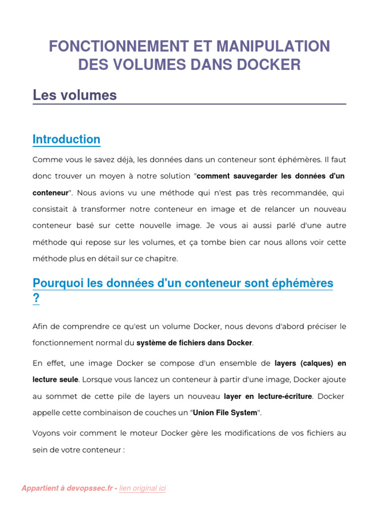 Gestion des volumes dans Docker | PDF