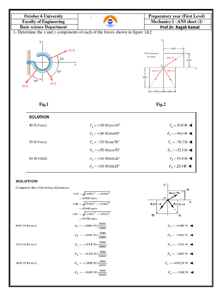 Mechanics 1 Force Analysis Guide | PDF