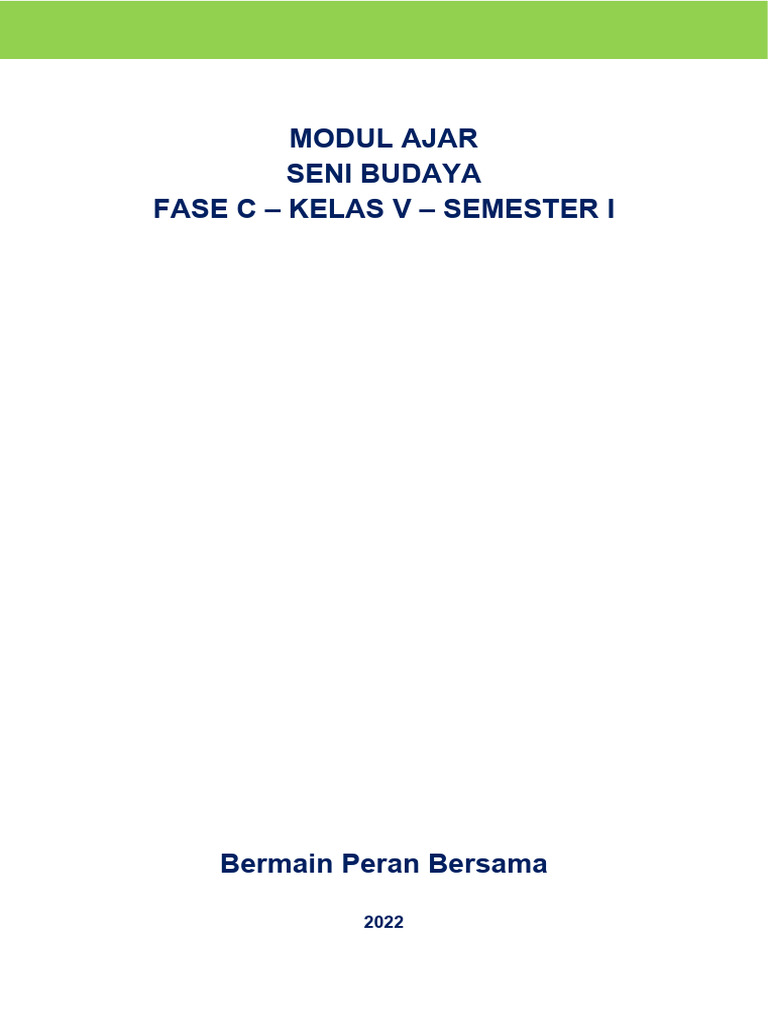 Modul Ajar Seni Budaya Kelas 5 Semester 1 | PDF