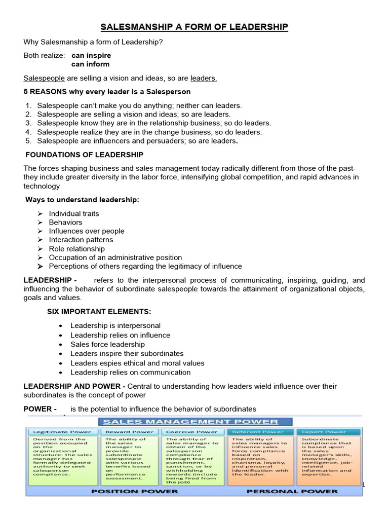 Salesmanship as Leadership Strategy | PDF | Leadership | Sales