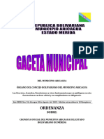 Ordenanza Sobre Cronista Oficial Del Municipio Aricagua