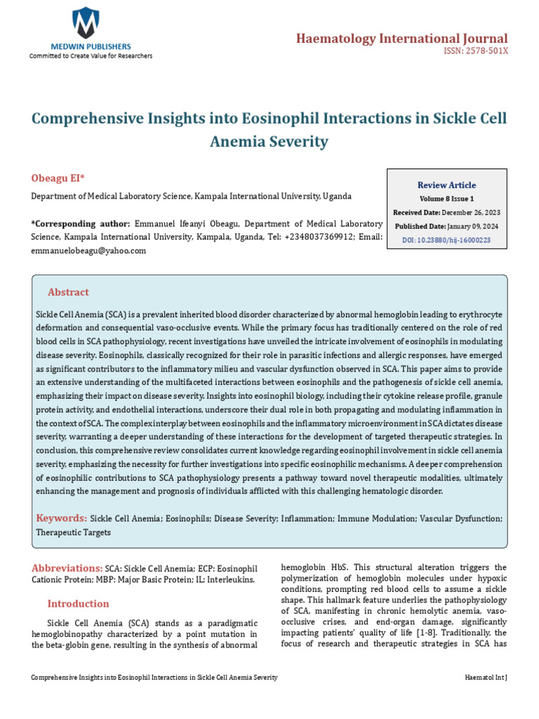 Comprehensive Insights Into Eosinophil I | PDF | Inflammation | Endothelium