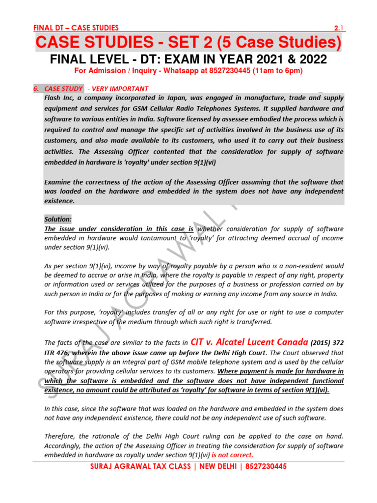 Tax Case Studies on Royalty and Exemptions | PDF | Tax Deduction | Expense