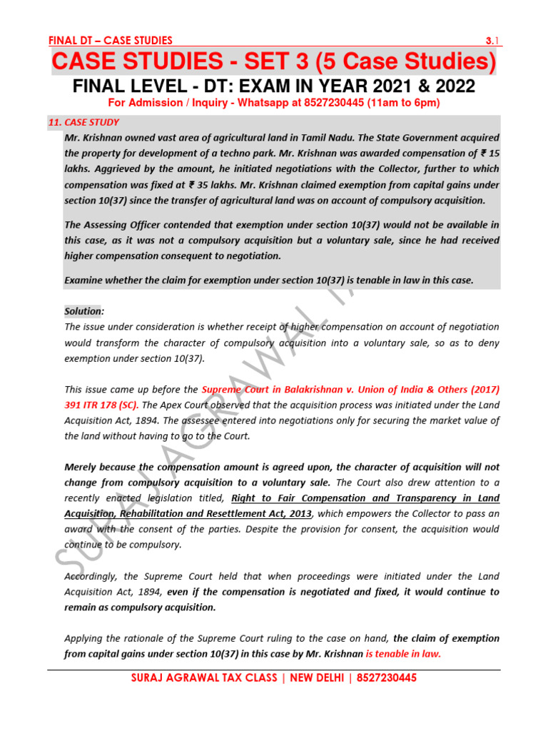 DT CASE STUDY SERIES FOR FINAL STUDENTs - SET 3 | PDF | Interest | Taxes