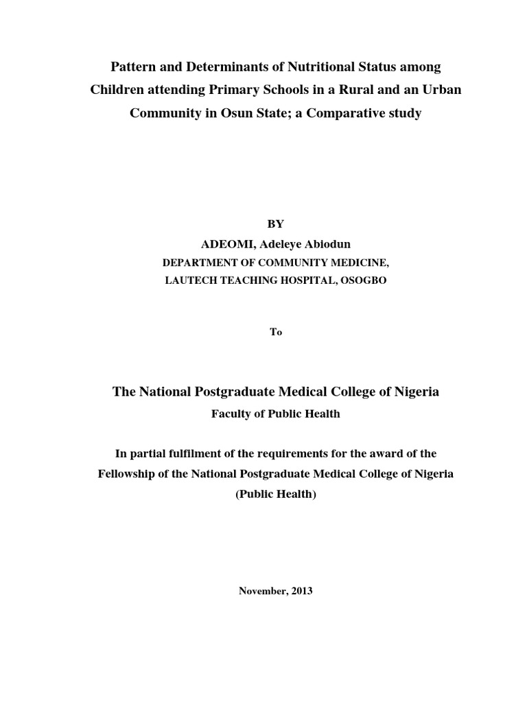 Pattern and Determinants of Nutritional Status Among | PDF ...