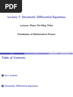 Lecture 7: Stochastic Differential Equations: Lecturer: Phạm Thị Hồng Thắm