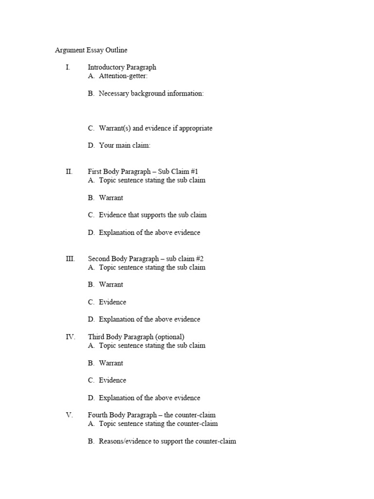 Argumentative Essay Outline | PDF | Law